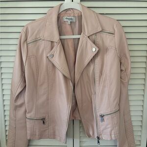 • charlotte russe soft pink faux leather moto jacket | m •